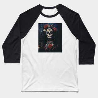 Santa Muerte Vintage Painting Baseball T-Shirt